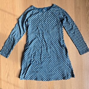 Lands' End Kids Teal and Gold Polkadot Dress, Size M 10-12